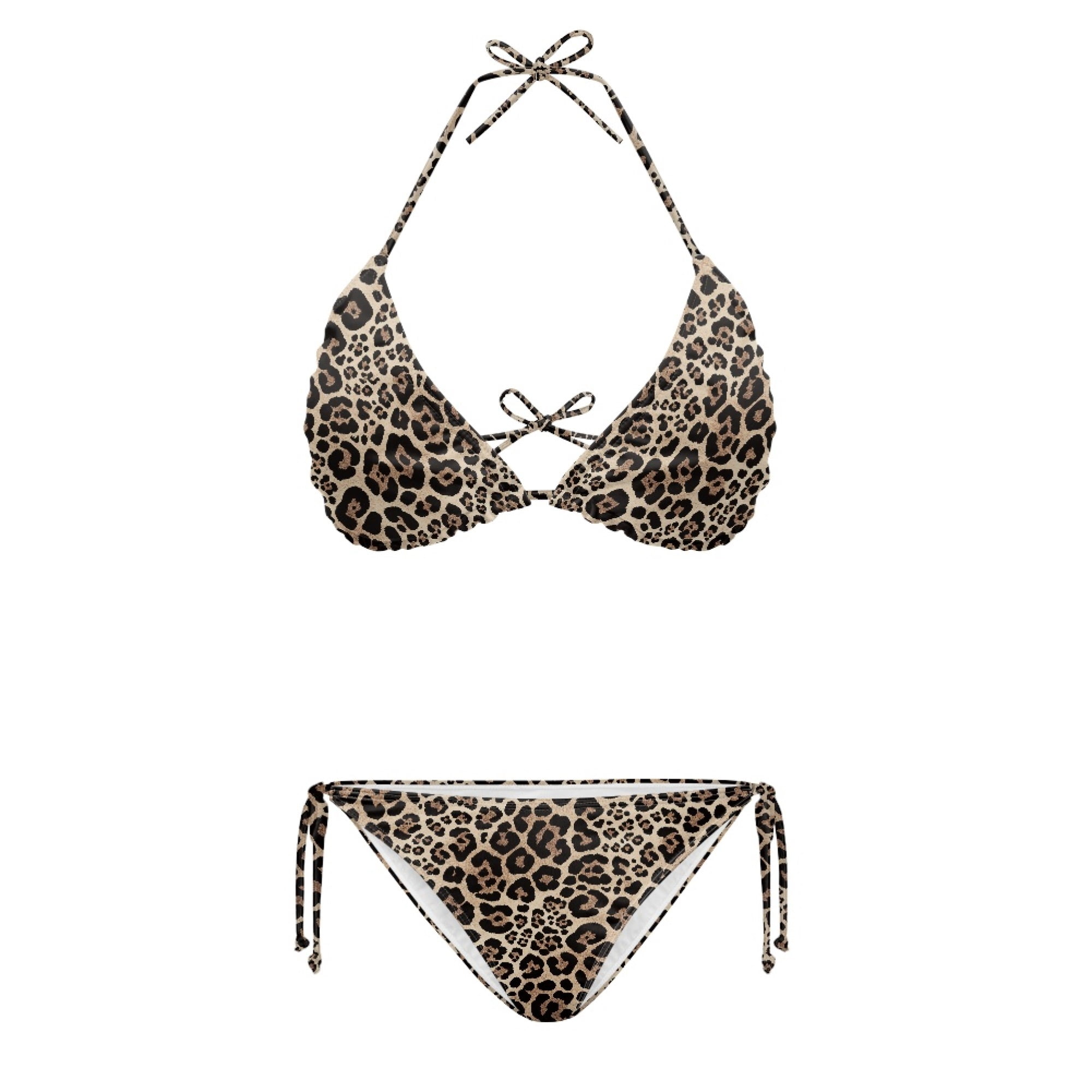 Binienty Leopard Print Bikini Set, Light Swimwear, Polyester Spandex ...