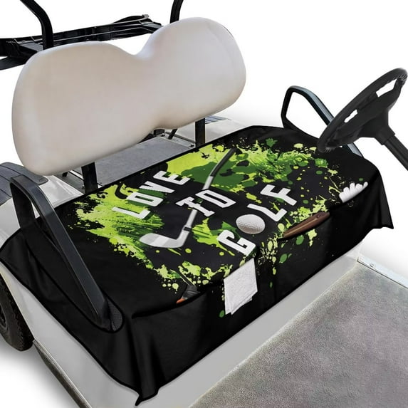 Binienty Love To Golf Cart Seat Towel Anti-Slip Soft Breathable Car Seat Cover Towel For EZGO TXT RXV Club Car Golfcart Bench Protective Cover with Pockets