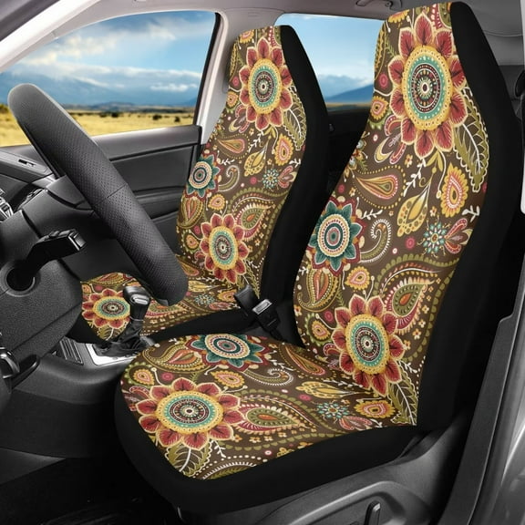 Binienty Mandala Car Seat Covers for Women Boho Automotive Seat Covers Washable Breathable Universal Auto Front Seats Protector Fits for SUVs Sedans Trucks