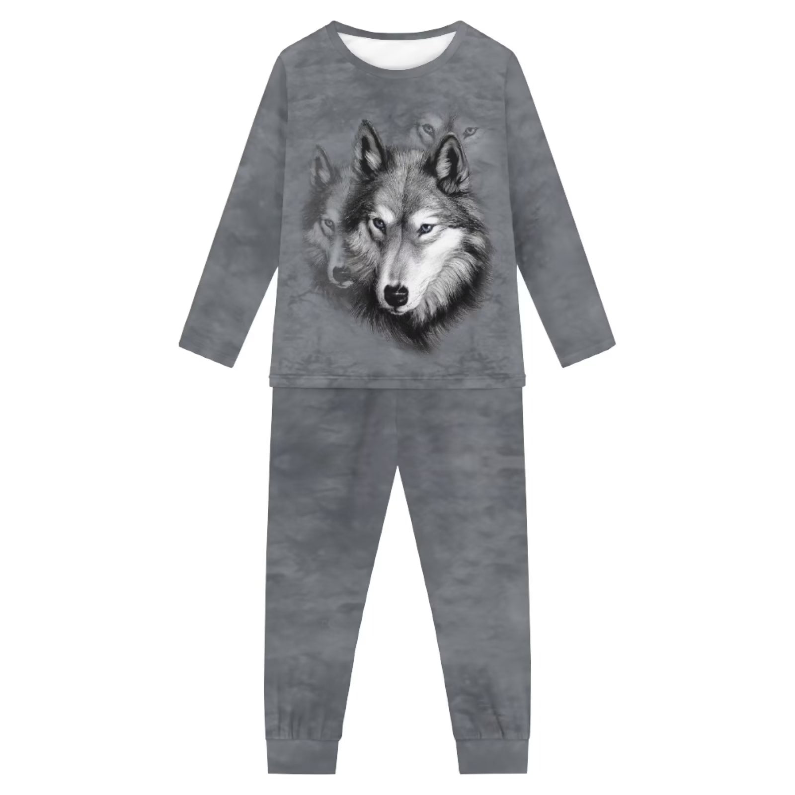 Binienty Matching Pajamas for Kids Fierce Wolf Matching Set Fulllength