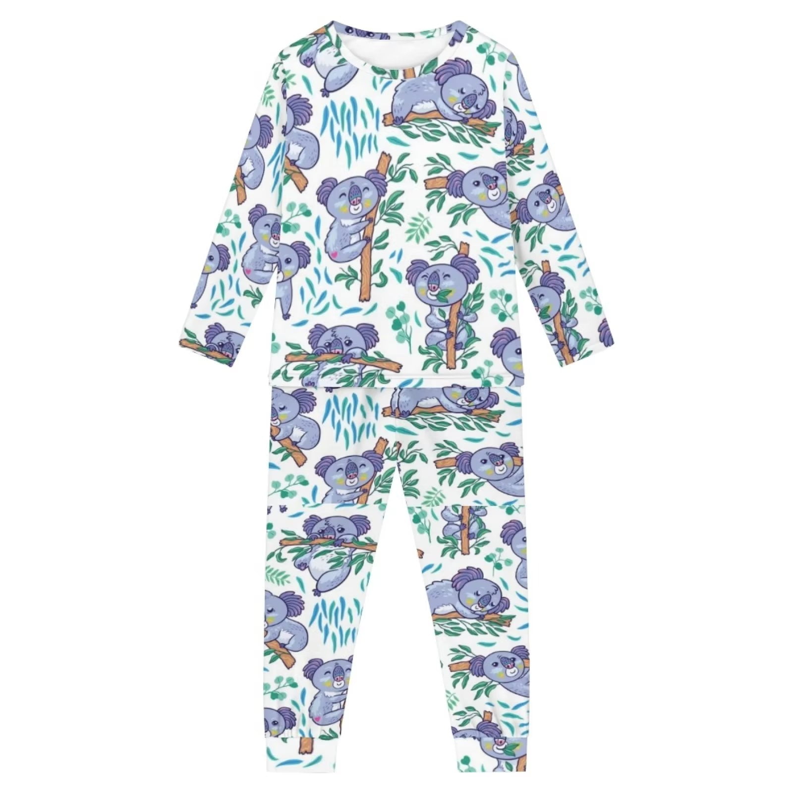 Binienty Matching Pajamas for Kids Koala Loungewear 2 Piece Pjs Holiday Family Full length Skin Friendly Nightclothes Lightweight Warmth Nightwear