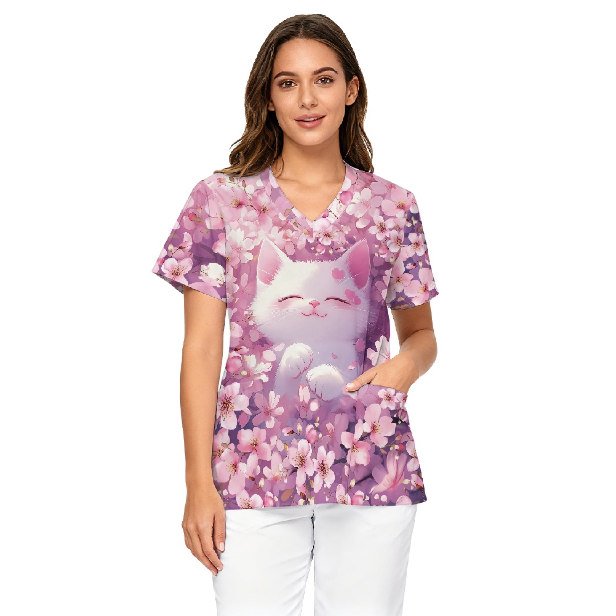 Binienty Medical Uniform with Pockets for Healthcare Workers, Stretchy ...