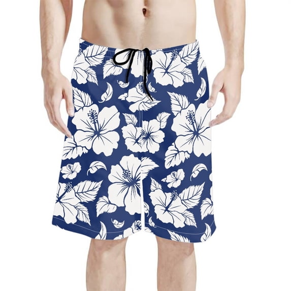 Binienty Men's Board Shorts Swim Trunks With Hibiscus Floral Pattern ...