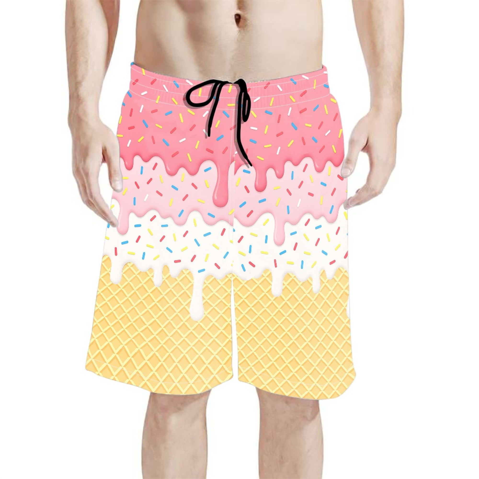 Binienty Men's Board Shorts Swim Trunks With Ice Cream Sprinkle Pattern ...