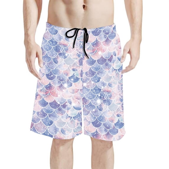 Binienty Men's Board Shorts Swim Trunks With Mermaid Scale Pattern ...