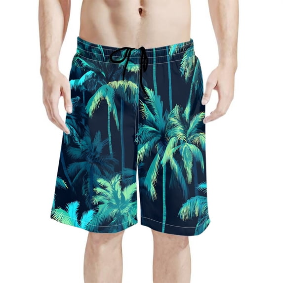 Binienty Men's Board Shorts Swim Trunks With Palm Tree Pattern - Quick ...