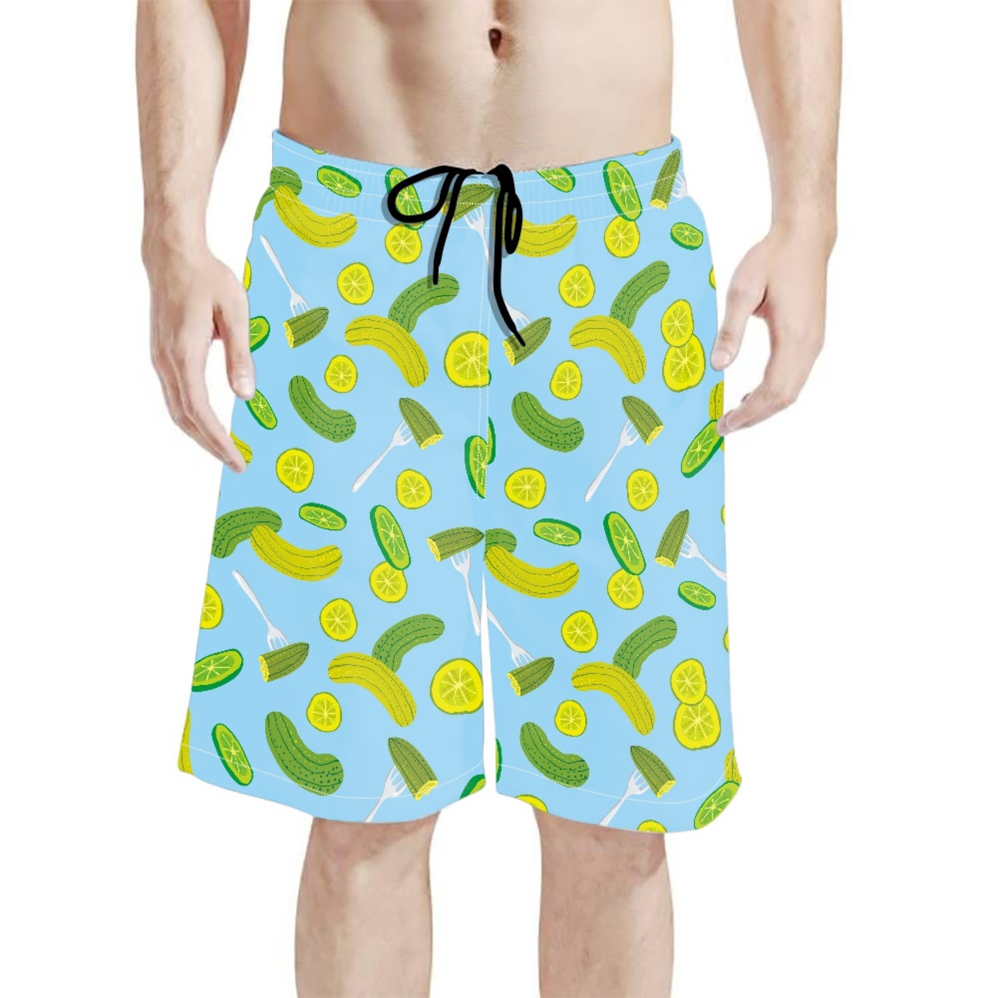 Binienty Men's Board Shorts Swim Trunks With Pickle Lemon Pattern ...