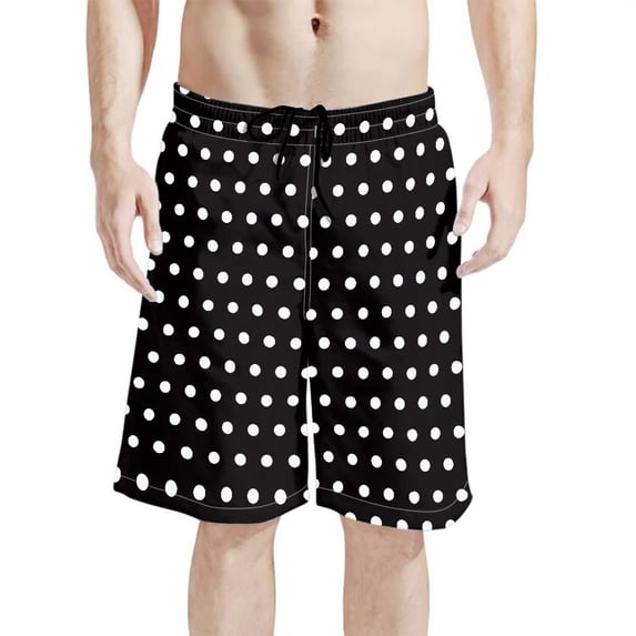 Binienty Men's Board Shorts Swim Trunks With Polka Dot Pattern - Quick Dry for Beach Swimming Surfing and Summer Vacation