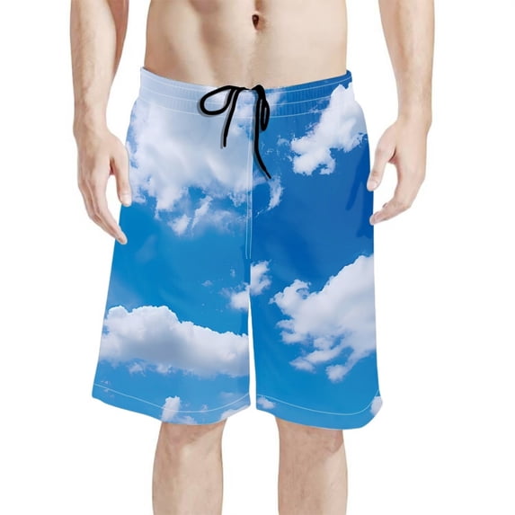 Binienty Men's Board Shorts Swim Trunks With Sky Cloud Pattern - Quick ...