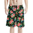 thumbnail image 1 of Binienty Men's Board Shorts Swim Trunks With Tropical Hibiscus Pattern - Quick Dry for Beach Vacation and Water Sports, 1 of 10