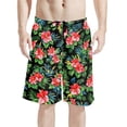 thumbnail image 1 of Binienty Men's Board Shorts Swim Trunks With Tropical Hibiscus Pattern - Quick Dry for Summer Beach and Water Activities, 1 of 10
