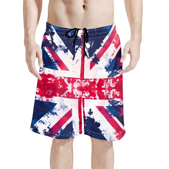 Binienty Men's Board Shorts Swim Trunks With Union Jack Pattern - Quick Dry for Summer Beach Vacations and Water Sports