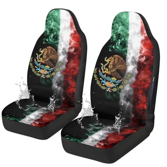 Binienty Mexican Flag Car Seat Covers Front Seats Waterproof Airbag Compatible Auto Seat Covers Universal for Cars SUV Truck Van Mexico Independence Day Decor