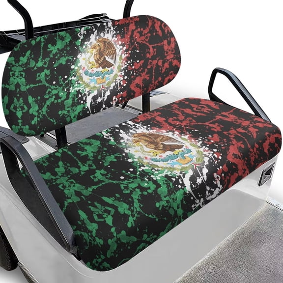 Binienty Mexican Flag Golf Cart Seat Towel Covers Patriotic Washable Soft Quick Dry Golf Cart Seat Cover Kit, Suitable for EZGO 2-Person Seats Club Cars