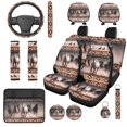 thumbnail image 1 of Binienty Navajo Aztec Horse Automotive Seat Covers Full Set with Steering Wheel Cover Non-Slip Armrest Cushion Pad Vehicle Seat Belt Cushion Pad Keychain Auto Interior Accessories Set 14 Pack, 1 of 7