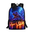 thumbnail image 1 of Binienty Neon Lightning Dinosaur Backpack for Kids Ages 10-12 17 Inch Large Capacity School Bookbag with Front Storage Pocket Side Mesh Pockets for Primary Students Travel Daypack, 1 of 6