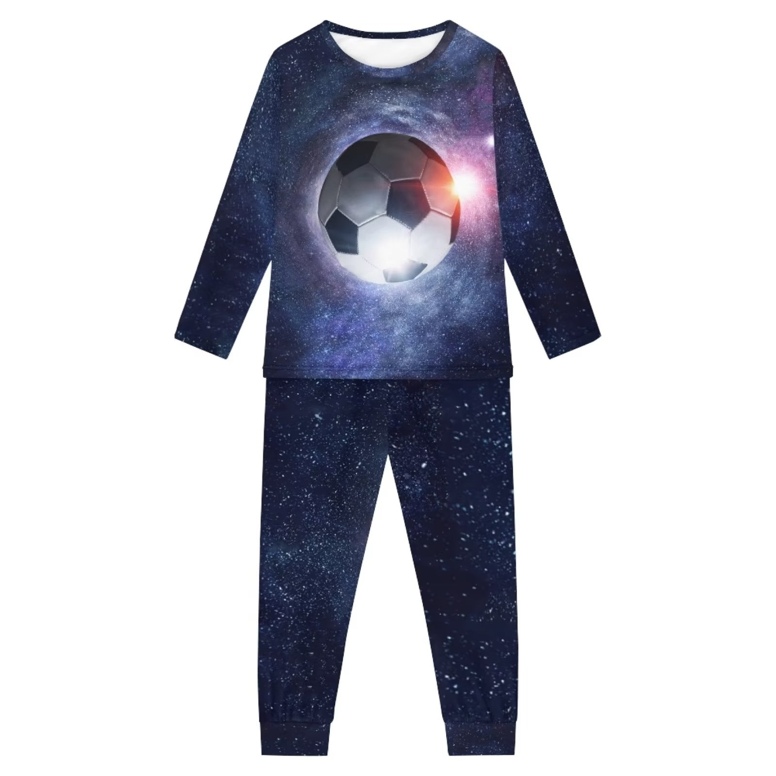 Binienty Nightwear for Kids Boys Cosmic Football Pajama Set Holiday Family Lightweight Youth