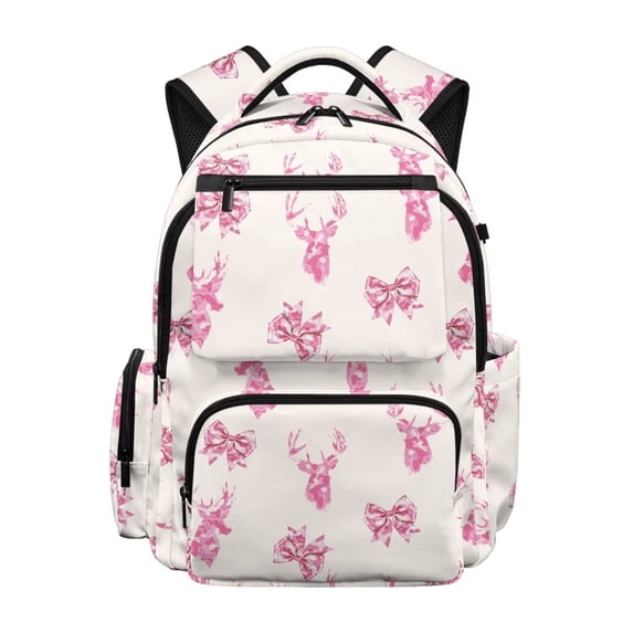 Binienty Pink Camo Deer Bow Bookbag for Girls Age 8-10 Waterproof Heavy Duty Backpack with Side Pockets Children Day Pack Kids School Supplies