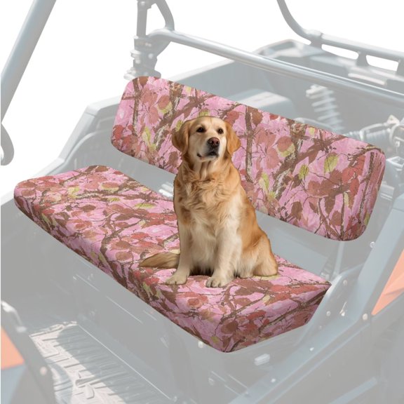 Binienty Pink Camo UTV Seat Cushion Covers Breathable Non-Slip Polyester UTV Seat Cover Set for Kawasaki Mule 3000 4000 2007-2023/3010 2005-2018, Set of 2