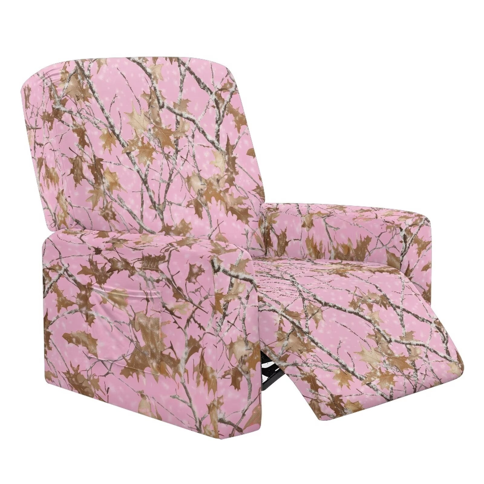 Encrypted Pink Binienty Pink Maple Camo 4 Piece Reclining Sofa Slipcovers High-Elastic ...