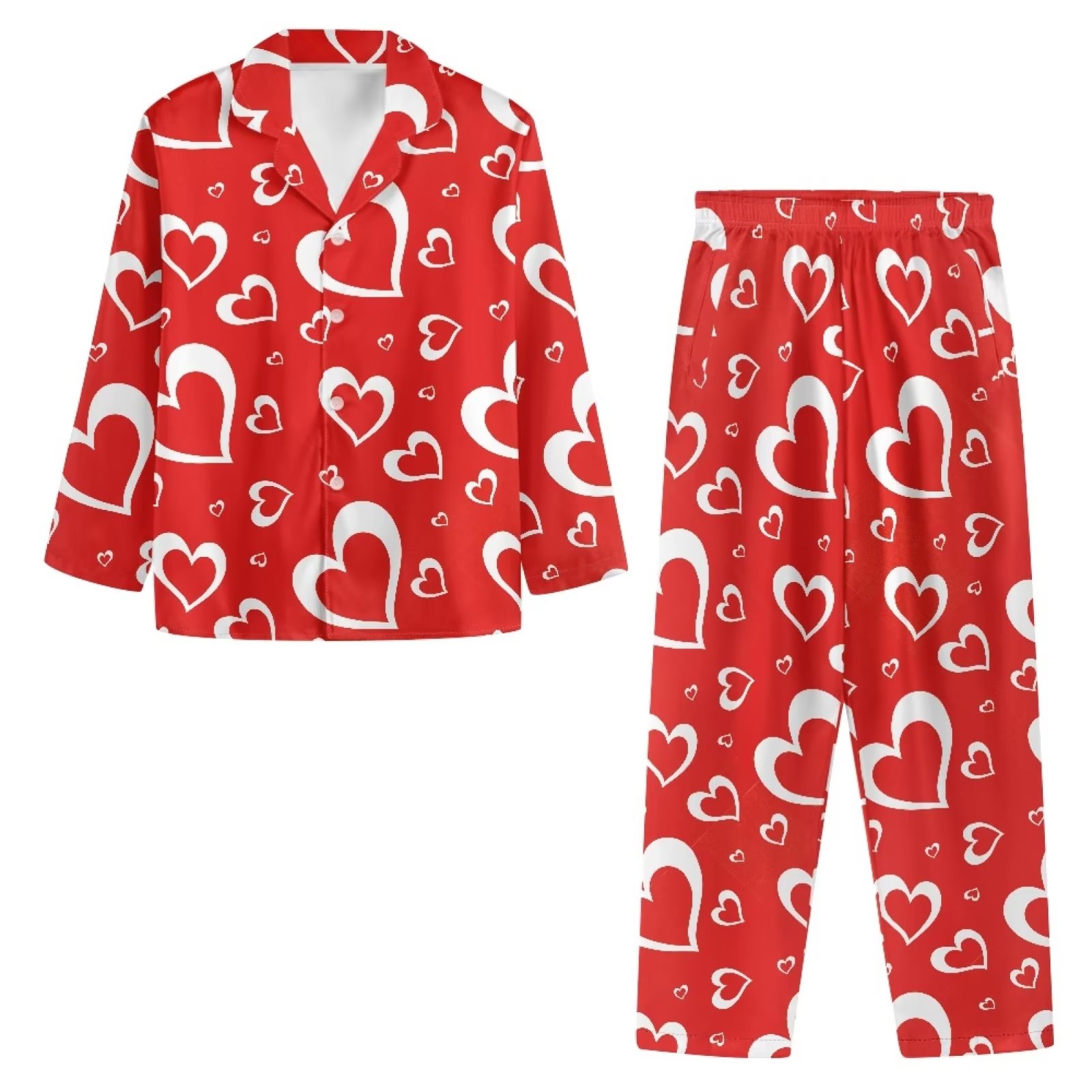 Binienty Pjs for Women Sets Button Front Heart Pajamas Top and Pants