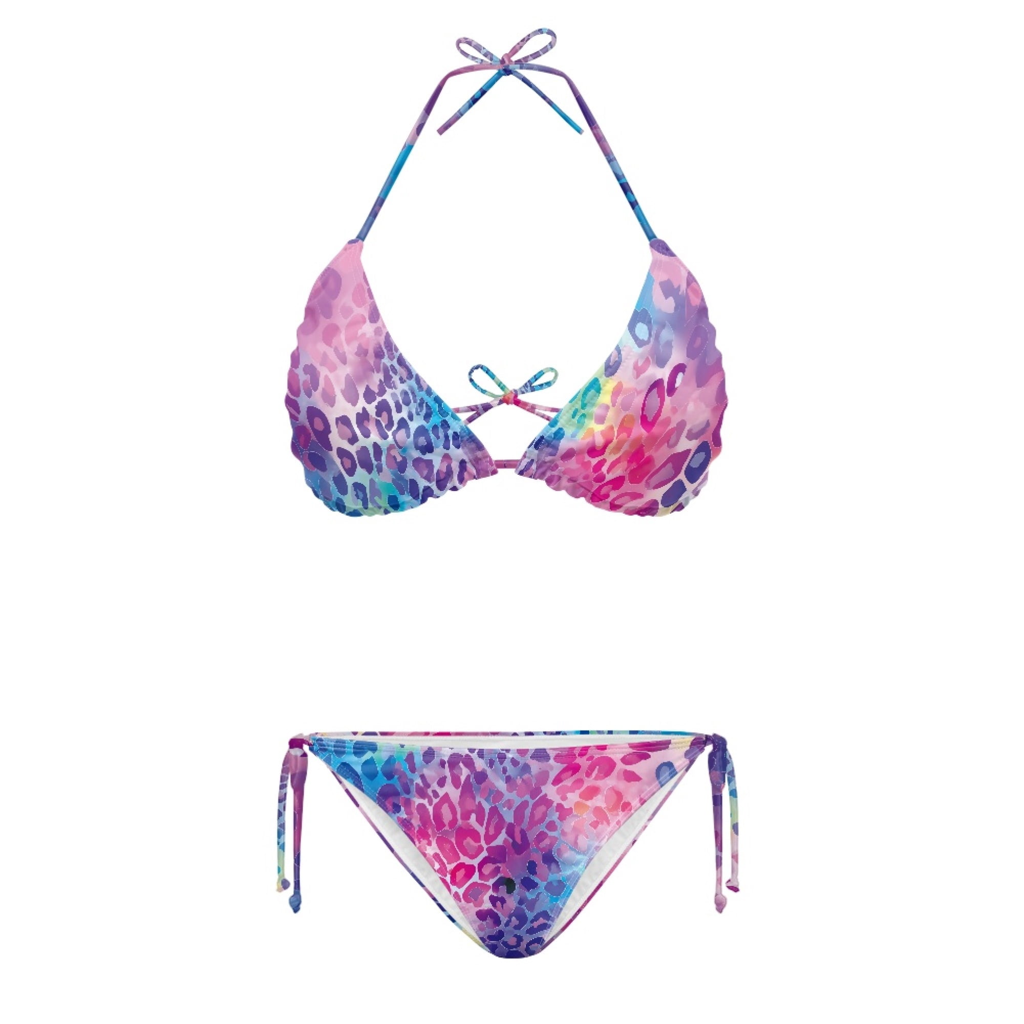 Binienty Polyester Spandex Gradient Color Leopard Print Bikini Set ...