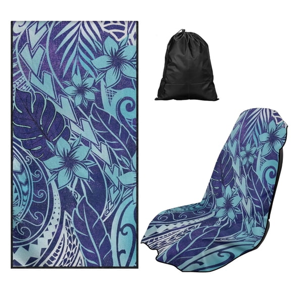 Binienty Polynesia Hibiscus Sweat Towel Car Seat Cover for Gym Post-Work Running Athletic Beach Towel Machine Washable Lightweight Soft Car Interior Accessories for Women Girly