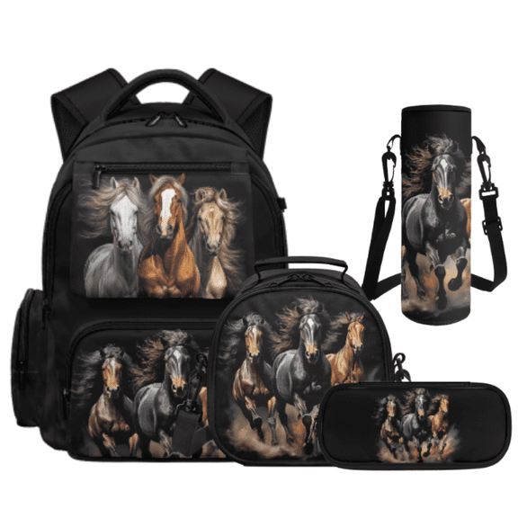 Binienty Portable Kids Backpack Set with School Bookbag Lunch Box Tote Pen Bag Cup Protector, 4 Pcs Set School Backpack Set Suitable for Elementary School Camping