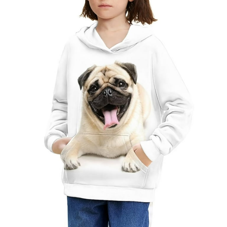 Binienty Pug Sweatshirts for Kids Girls Preppy Comfortable Trendy