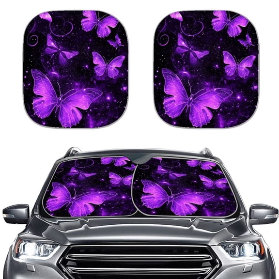 Binienty Purple Butterfly Windshield Sun Shade for Truck SUV Car Foldable Automotive Front Window Sunshade Protector Auto Sun Heat and UV Rays Blocker for Most Sedan Truck SUV