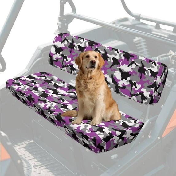 Binienty Purple Camo UTV Seat Covers for Kawasaki Mule 2009-2024 4000 4010/2001-2018 3000 3010, Polyester Dustproof Non-Slip UTV Replacement Seat Cover for Mule 3020 Seats Accessories Parts