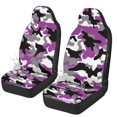 thumbnail image 1 of Binienty Purple and Grey Camo Front Auto Seat Covers 2 Pack Waterproof Thin Car Bucket Seat Covers Easy to Install Anti-Slip Vehicle Interior Seats Protectors for Cars SUV Truck Van, 1 of 8