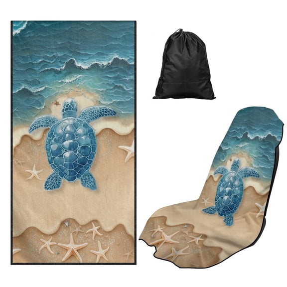 Binienty Removable Car Sweat Towel Front Seat Cover Beach Sea Turtle Bucket Car Towel Seat Cover for Post Gym Workout Running Swimming Beach Hiking