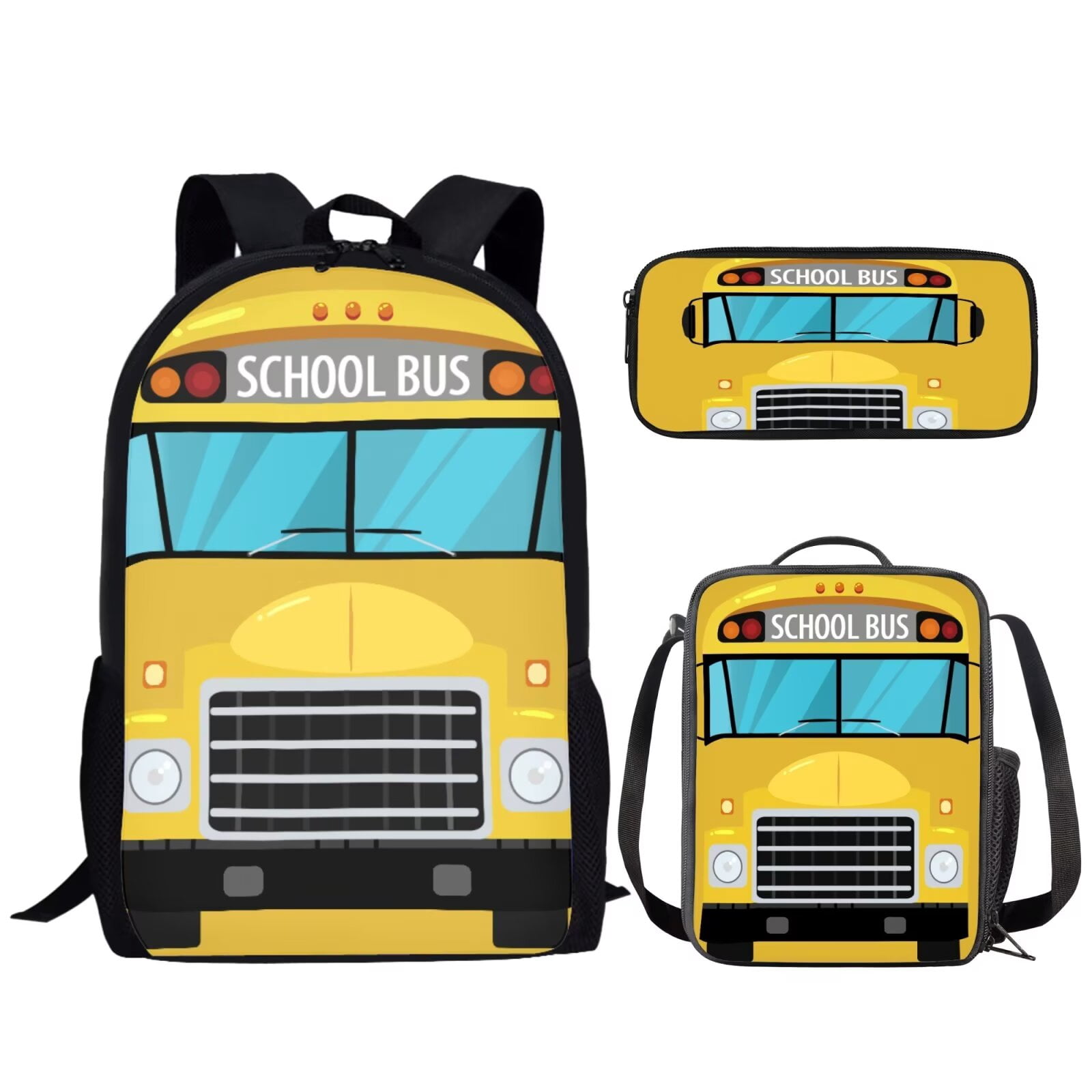 Binienty School Bus Bookbag with Lunchbox Pencil Case Set for Girls Age ...