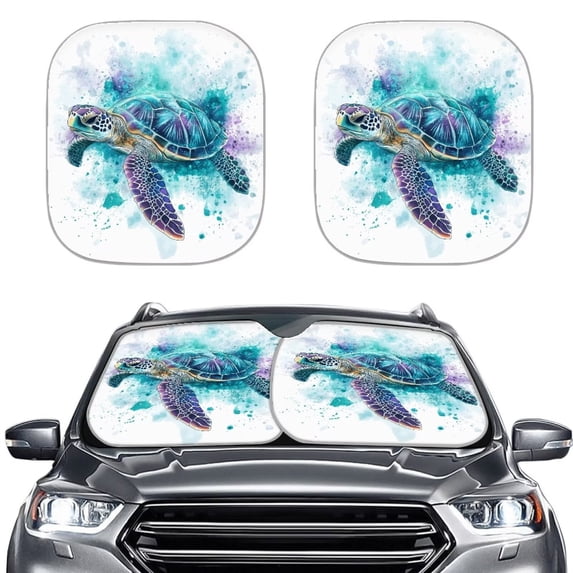 Binienty Sea Turtle Car Sun Shade for Windshield Foldable Sunshade Front Window Cover Sun Visor Heat and UV Rays That Keeps Vehicle Cool Universal Vehicle Accessories 28.5 x 25.5 inches