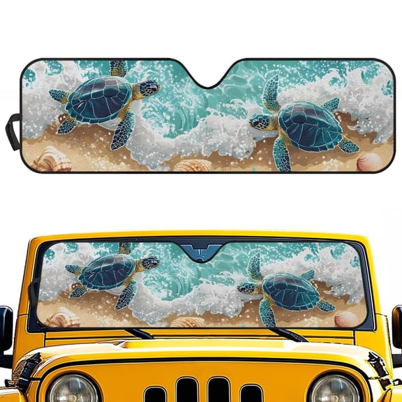 Binienty Sea Turtle Sun Shade for Windshield Automotive Interior Sun Protection Windshield Sunshades for Jeep Wrangler Rubicon/Sahara 2007-2025