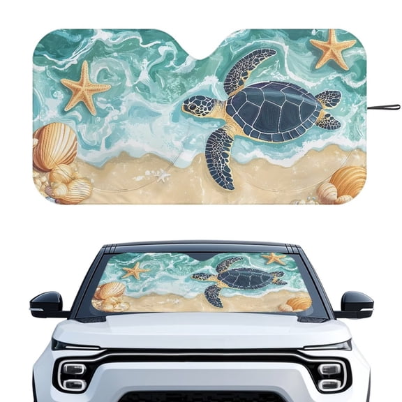Binienty Sea Turtle Windshield Sun Shade Easy Fold Auto Sun Shade for Front Windshield Sun Protector Reflect Sun and Heat UV Rays Sun Visor Automotive Interior Sun Protection