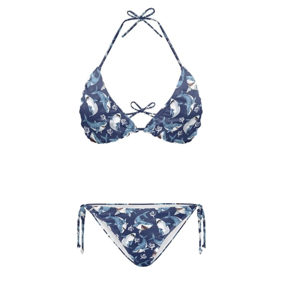 Binienty Shark Pattern Bikini Set, Light Swimwear Stylish Elastic ...
