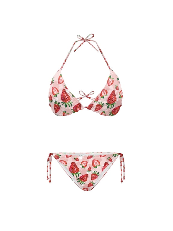 Strawberry Bikini Set for Swim Vacation, Bathing Suit Sexy Plus Size