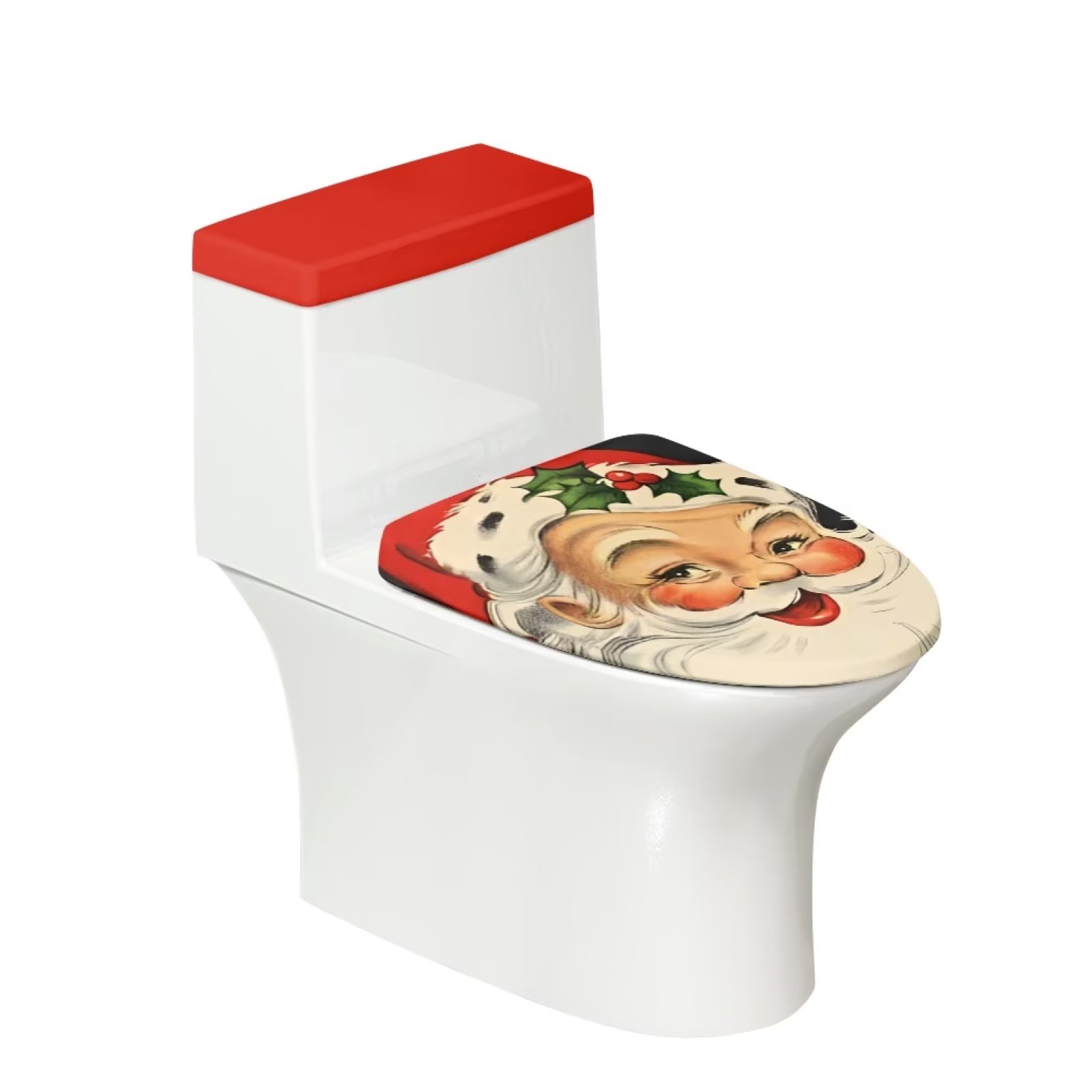Binienty Toilet Lid Covers for Bathroom Elongated Christmas Santa Claus