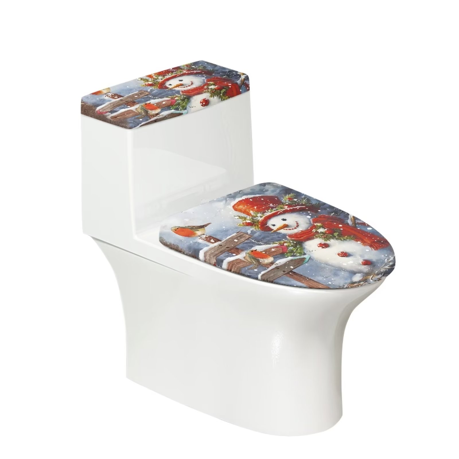 Binienty Toilet Lid Covers for Bathroom Elongated Christmas Snowman