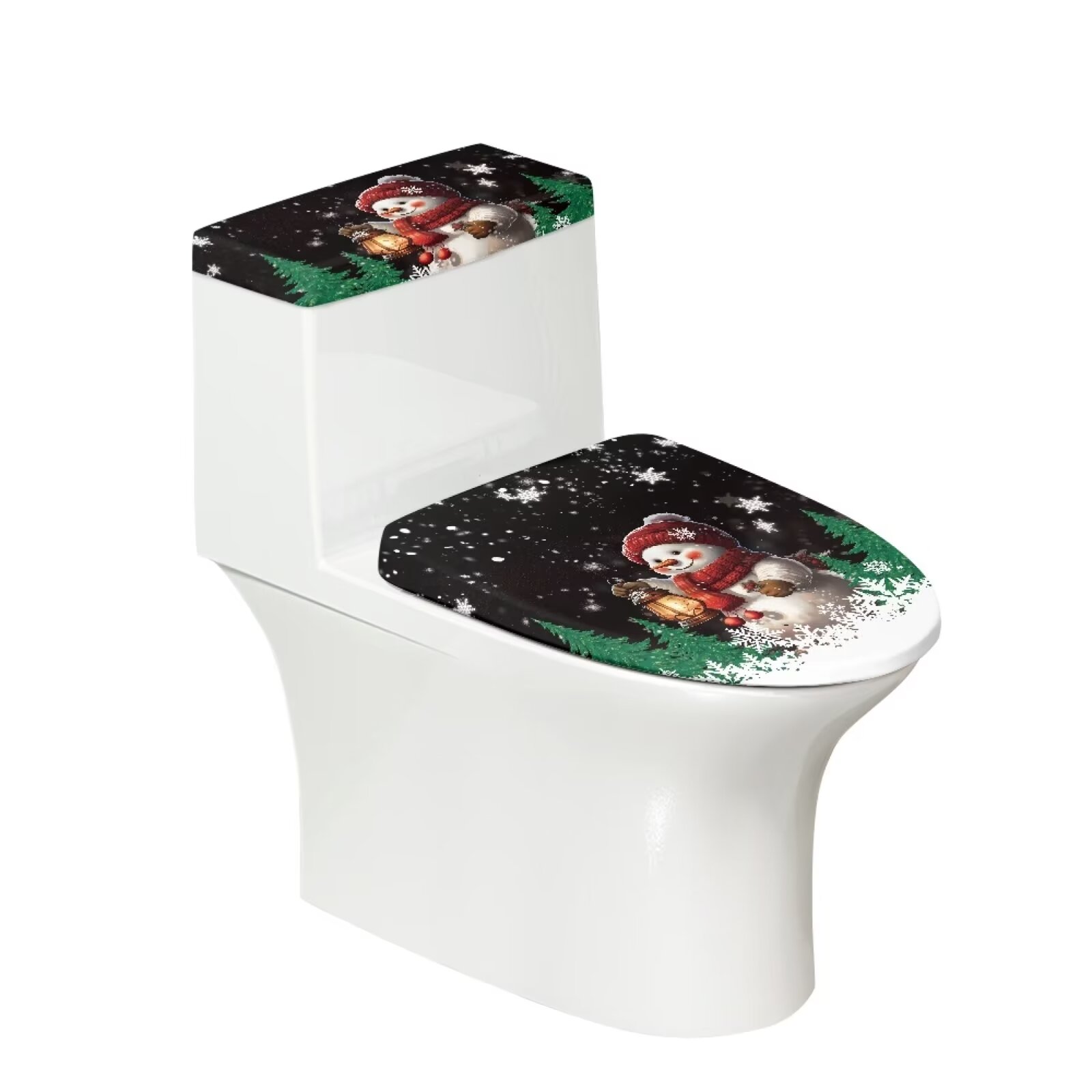 Binienty Toilet Lid Covers for Bathroom Elongated Christmas Snowman