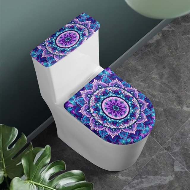 Binienty Toilet Lid Covers for Bathroom Elongated Ethnic Mandala Toilet