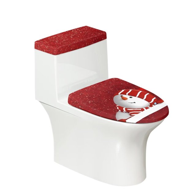 Binienty Toilet Lid Covers for Bathroom Elongated Christmas Snowman