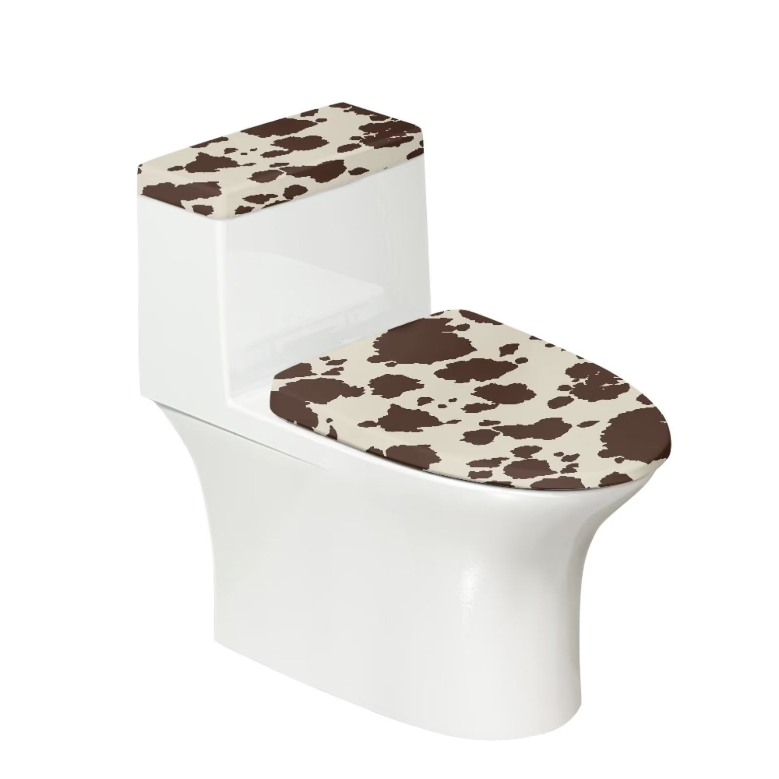 Binienty Toilet Seat Cover Pads Washable Cow Print Elastic Edge