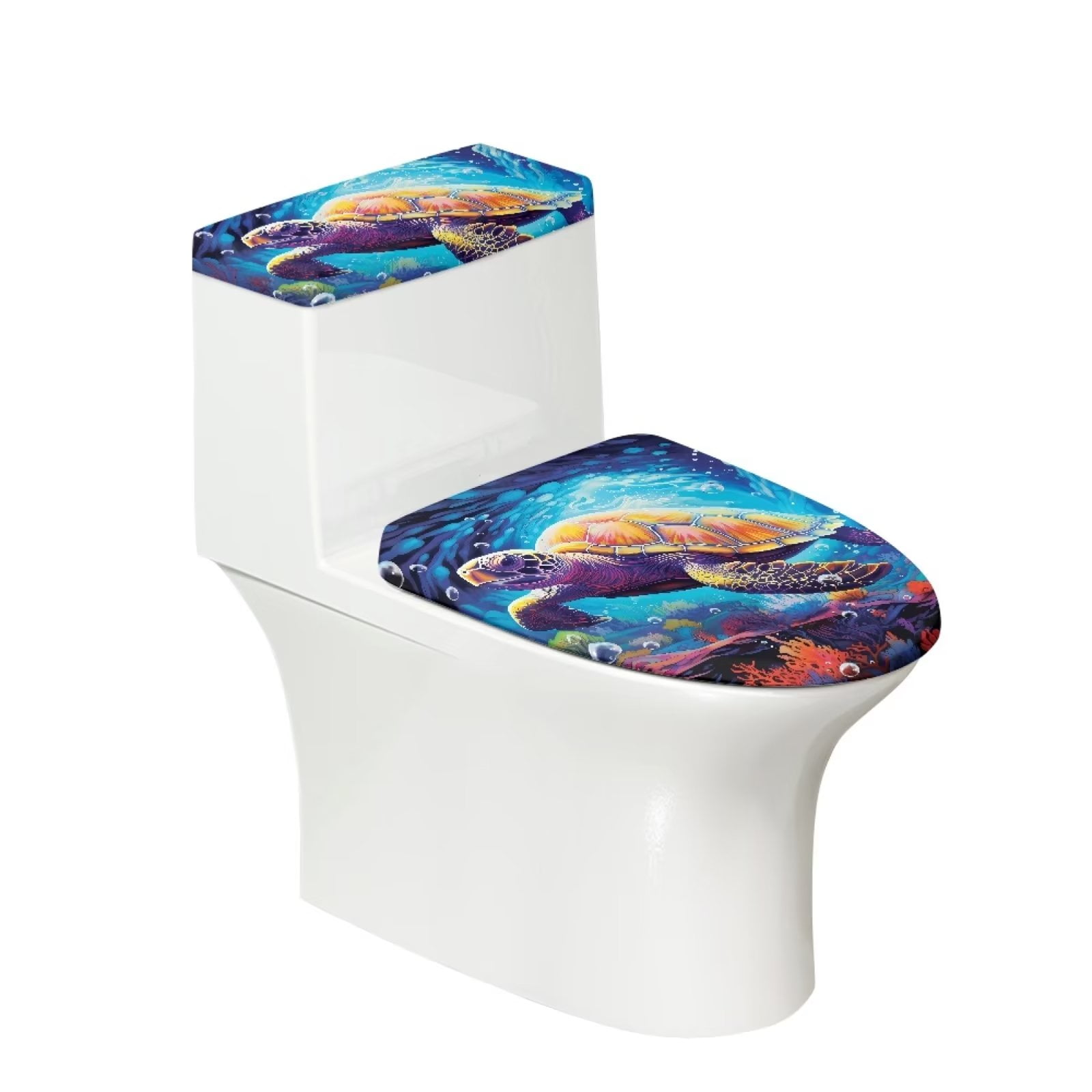 Binienty Toilet Seat Cover Pads Washable Sea Turtle Toilet Lid Covers