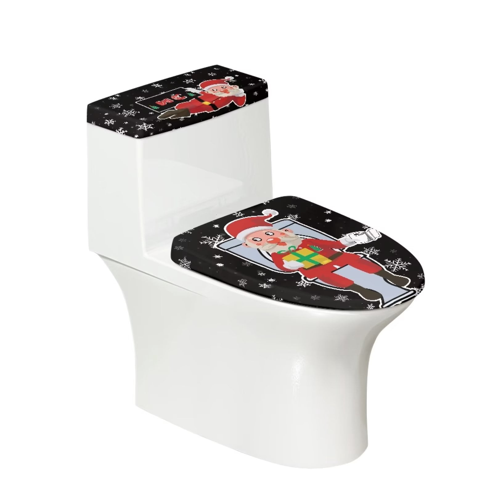 Binienty Toilet Seat and Tank Lid Cover Set Christmas Kriss Kringle