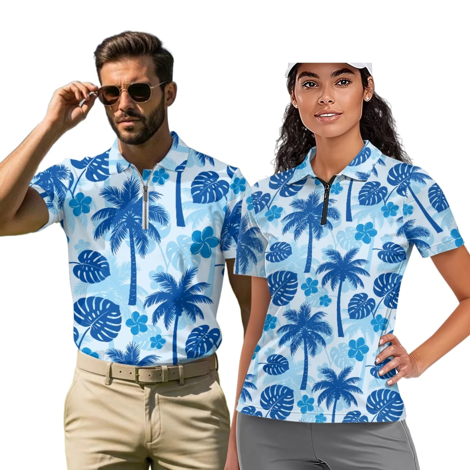 Binienty Tropical Palm Tree Matching Shirts for Couples Athletic Couple ...