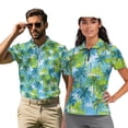 thumbnail image 1 of Binienty Tropical Palm Tree Matching Shirts for Couples Versatile Fashion Shirts Workout Tops with Zipper Neck Short Sleeve Classic Fit Shirts for Golf Running Sports, 1 of 7
