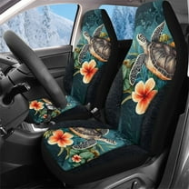 Binienty Tropical Sea Turtle Auto Seat Cover Protector Soft Plush Hawaiian Car Seat Covers Front Seats Only 2 Pack Fuzzy Automotive Seats Covers for Winter Protective Accessories